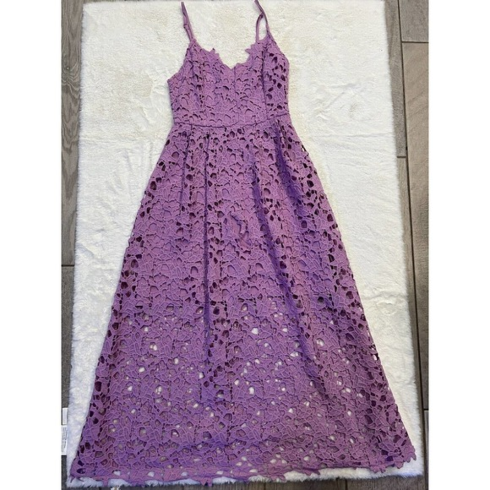 ASTR The Label XS Purple Midi Dress Crotchet Floral Wedding‎ Cocktail Date